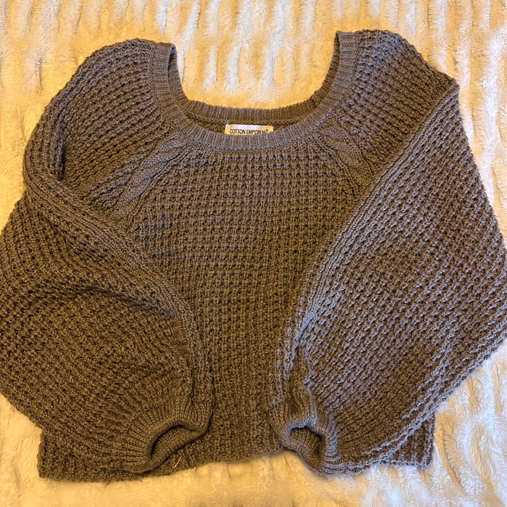 Cotton Emporium Brown Crew Neck Sweater with Textured Knit